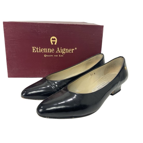 Etienne Aigner Shoes - Etienne Aigner Black Patent Shoes Size 6.5 With a 1.5” Heel Shoes Original Box